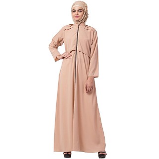 Designer zipper abaya- Orange